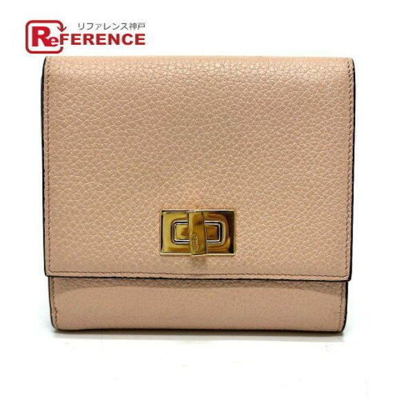 FENDI Peekaboo Bifold Wallet Leather Pink - Picture 1 of 9